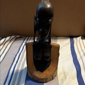 Vintage original Kenyan Hand carved African male bust head. Wood